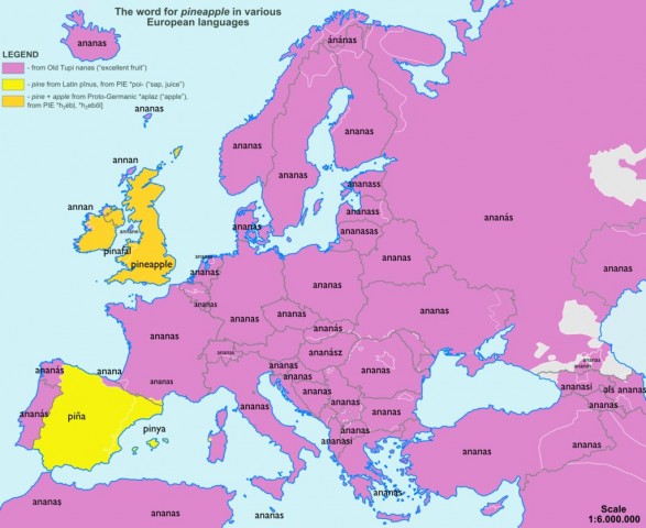 Карти походження слів у Європі